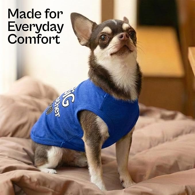 Parisian Pet Dog Shirt – 100% Cotton Shirts for Medium Dogs – Blue Sleeveless Puppy Clothes – Lightweight and Breathable Dog Apparel – Boy Big Brother Dogs Clothes - Stretchy Pet T Shirts