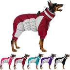 MIGOHI Full Body Dog Coat - Warm Reflective Winter Coat for Medium Dogs with Harness,Turtleneck Dog Fleece Jacket,Four-Leg Windproof Puffer Jackets Snowsuit with Zipper for Small Medium Large Dogs,M