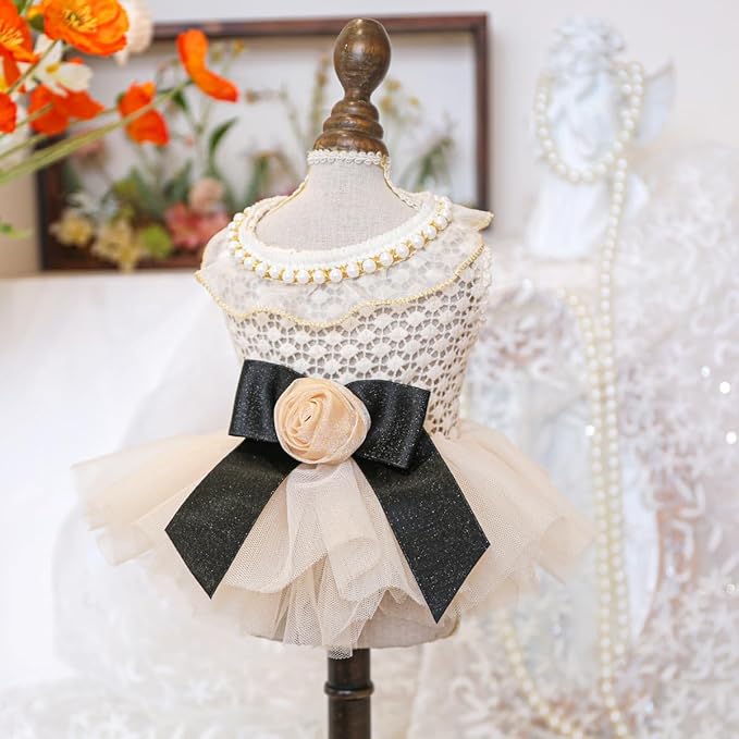 Fashion Sweet Puppy Dog Blingbling Princess Skirt Pet Dog Lace Cake Camisole Tutu Dress E-Champagne-1 S