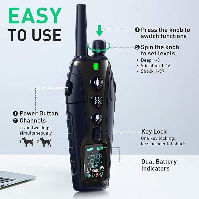 Remote Only for RS3 Dog Training Collar, Remote for Dog Shock Collar with Flashing Light for Night Walks 4000FT Dog Training Remote