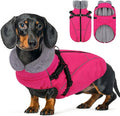 Dog Coats for Large Dogs, Dog Puffer Jacket with Harness Built in, Pet Warm Winter Vest, Rose L