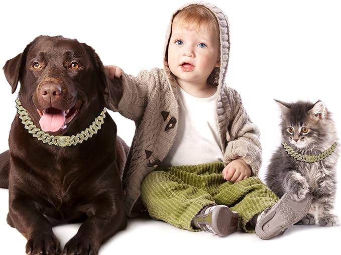 Metal Diamond Dog Chain Dog Training Chain with Secure Buckle Pet Collars for Large Medium Dogs