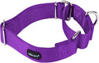 Mikivery Martingale Dog Collar Nylon Adjustable and Safety Training Colourful Comfortable Metal Buckle Pet Collars for Small Medium and Large Dogs(Purple 1,M)