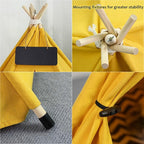 Cat Teepee Tent Bed,Outdoor Indoor Dog House,Portable Washable Pet Tent for Small Dogs with Cushion,Inside Pet Teepee for Small Medium Animals (Yellow, M)