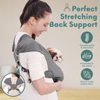 Supet Dog Sling Carrier for Small Pets, Hands Free Cat Sling, Reducing Back Neck Pain Anti-Anxiety Puppy Front, Adjustable Soft Dog Carrying (Grey, Regular 0-9 Lbs)