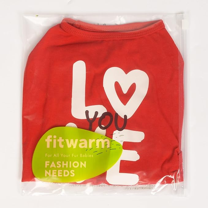 Fitwarm Love You Dog Shirt, Funny Valentines Outfit for Small Dogs Boy Girl, Festive Pet Clothes, Red, White, Large
