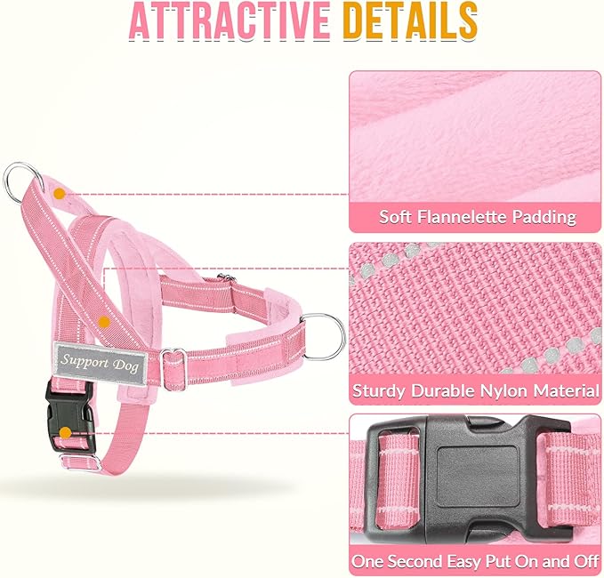 SlowTon No Pull Dog Harness - Heavy Duty Dog Harness and Leash Set for Medium Large Dogs, Reflective Tactical Harness with Soft Padded and Front Clip for Easy Walk and Training (PI, S)