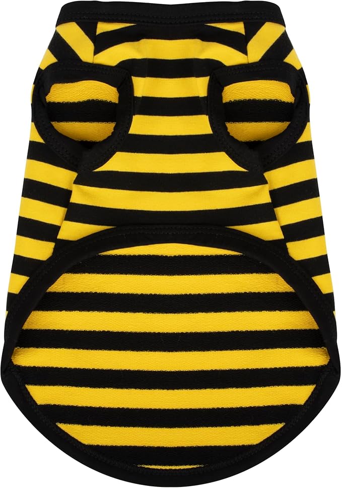 Paiaite Dog Striped Shirt Happy Color Cotton Sleeveless Puppy Shirts Breathable Pet Apparel Tank Top Colorful Puppy Sweatshirt Clothes for Small Medium Dogs Yellow L