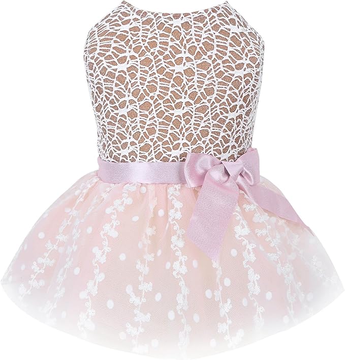 CuteBone Dog Birthday Dress Girl Puppy Skirt Tutu Cat Wedding Outfit Pet Party Clothes for Small Dogs Costume DD23XS