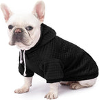 2 Pack Dog Hoodie Sweaters for Small Medium Dogs Warm Dog Clothes for Large Dogs Soft Waffle-Like Laminated Sweatshirt Bulldog (Black+Grey, XXS (Back: 8",Chest: 11", Neck: 7.9"))