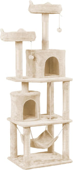 Topeakmart 70.5 Inches Multi Level Cat Tree, Cat Tower Kitten Condo with 2 Condos & 2 Foam-Padded Perches & Scratching Post, Cat Activity Center for Play