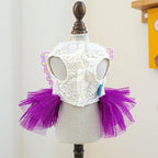 Fashion Sweet Puppy Dog Blingbling Princess Skirt Pet Dog Lace Cake Camisole Tutu Dress B-Purple XS