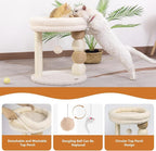 Small Cat Tree for Indoor Cats with Large Cozy Plush Top Perch, Natural Sisal Scratching Posts for Kittens and Cats