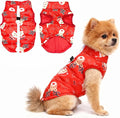 Idepet Pet Dog Cat Coat with Leash Anchor Color Patchwork Padded Puppy Vest Jacket Teddy Chihuahua Costumes Pug Cloth XS S M L(XX-Large,Red-Santa&Reindeer)