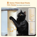 Heavy Duty Cat Tree for Maine Coon – 67" Tall Cat Tower with 7 Thick (φ4.3) Scratching Posts, XXL Cat Condo with Super Large Perch & Cozy Hammocks, Engineered for Big Cats (20+ lbs) - Gray