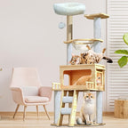 Cat Scratch Tower | Tall Cat Tower with Top Perch, Clear Hammock | Pet Supplies, Modern Cat Tower, Pet Activity Tree for Indoor Cats Kittens