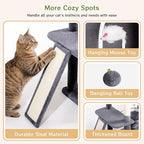 89 inch Cat Tree Tower - Extra Tall Multi-Level Cat Furniture with 2 Cozy Condos, Natural Sisal Scratching Posts, Plush Perches and Hammock for Large Indoor Cats (Dark Gray)