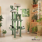 Cactus Cat Tree, Multi-Level Cat Activity Tree with Plush Perch, Scratching Posts and Ramp, Cat Cave Condo for Large Cats and Kittens, 70-Inch