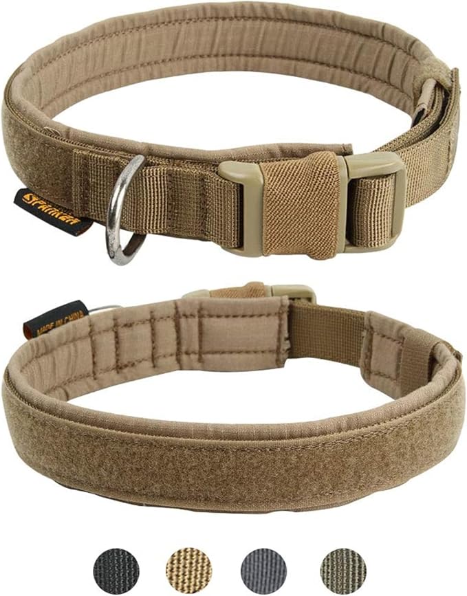 EXCELLENT ELITE SPANKER Tactical Small Puppy Dog Collar Nylon Adjustable Heavy Duty Military for Small Medium and Large Dogs Pet Soft Padded Dog Collar(COB-S)