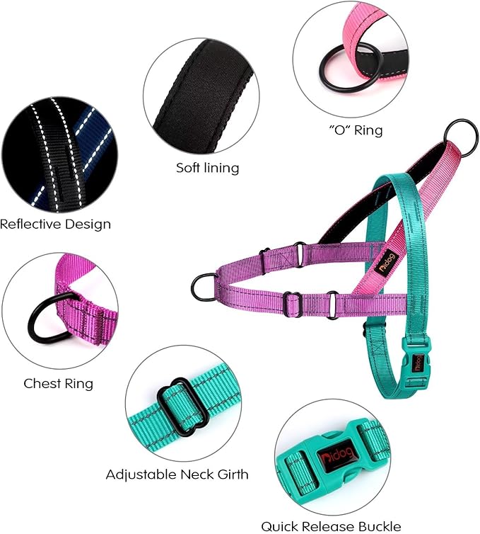 Didog No Pull Dog Harness with Soft Padded Handle, Quick Fit & Lightweight Adjustable Vest Harness, Easy for Training Walking for Small & Medium and Large Dogs(Dark Green,L)