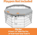 PJYuCien Dog Playpen Mesh Top Cover,Fits 24 Inch 8 Panels Metal Exercise Pet Pen, Elastic Buckles Connections, Grey(Note: Only Cover, Fence Not Included)