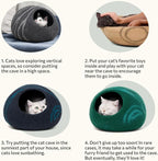 MEOWFIA Cat Cave – Premium Felt Cat Bed for Indoor Cats, Handmade Merino Wool (Light Grey, Medium)