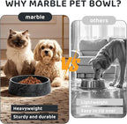 Black Marble Dog Bowl, Non-Slip Non-Tipping Heavy Dog Food Bowl, Large Weighted Stone Dish, Natural Marble Pet Water Bowl, Easy to Clean, Present for Cat & Dog Lovers, Holds 6 Cups(6 lbs)