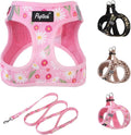 PUPTECK Dog Harness and Leash Set for Small Medium Dogs No Pull Step-in Soft Mesh Puppy Cat Vest Harnesses Reflective at Night, Pink Floral, M