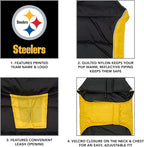 NFL Pittsburgh Steelers Puffer Vest for Dogs & Cats, Size Medium. Warm, Cozy, and Waterproof Dog Coat, for Small and Large Dogs/Cats. Best NFL Licensed PET Warming Sports Jacket