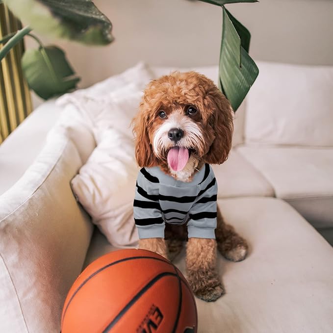 Pet Dog Striped T-Shirt Dogs Cats Cotton Vest Spring Summer Pet Apparel Tee Shirt Suitable for Small and Medium Large Pets French Bulldog Bichon
