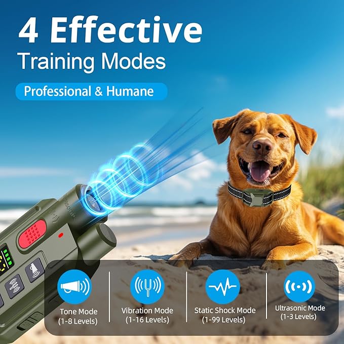 Dogs Training Collar, 1968FT Dog Training Collar with Remote, IP67 Waterproof Rechargeable Collar with 4 Training Modes (Beep&Vibration but fully Safe for Pets) for Small Medium Large Dogs (Pack of 2)