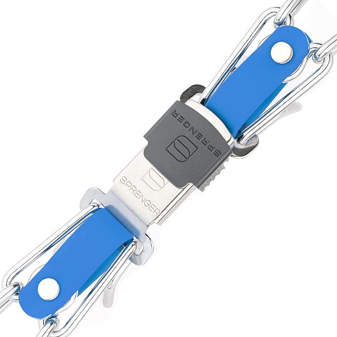 Herm Sprenger Chrome Plated Steel Dog Collar with Quick Release ClicLock Buckle O-Ring Biothane Insert Training Collar Made in Germany (Cerulean Blue, 25in x 4.0mm(Neck Size up to21-22in))