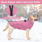 Malier Dog Coat, Reflective Dog Jacket Waterproof Windproof Puppy Cold Weather Coats with Harness Built in, Winter Extra Warm Pet Coat Fleece Vest for Small Large Pets and Puppy (Pink, XXX-Large)