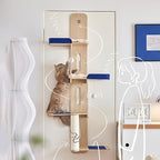4-Level Door Hanging Cat Climber Door Mounted Vertical Cat Tree Tower with Felt Planks & Velvet Pads for Indoor Cats with Non-Marking Installation (60“H x 24.4" L x 13.4" W)