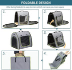 PETSFIT Collapsible Dog Crate, Dog Crate Travel - 35.5 Inch Lightweight, Roomy, Easy to Set Up, Sturdy Portable Dog Kennel with Thick Mat, Grey
