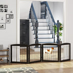 Dog Gate - 4 Panel Foldable Pet Gate Indoor for Doorways, House, Stairs, Freestanding Gate for Dogs - 80x24 -Inch Puppy Safety Fence by PAWLAND, Espresso