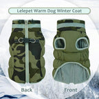 LeLePet Dog Coat, Windproof Camo Cold Weather Coat, Fleece Lined, Reflective, Adjustable, Turtleneck, Size S
