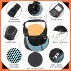 YUDODO Pet Sling Carrier for 2-5 lbs Small Dogs & Cats – Hands-Free Puppy Carrier with Safety Hook, Large Zipper Pocket, Soft Breathable Mesh, Adjustable Strap & Reflective Strip (Cyan 3.0 S)