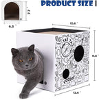 Cardboard Cat House with 2 Story Scratch Pads - Cat Play House for Indoor Cats - Corrugated Scratcher Box - Hideout for Small Animals