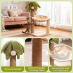 Simcat Kitten Tree with Plush Perch, Soft Hammock,and Paper Rope Scratching Posts, Stable Cat Stand，Durable Scratch Posts for Indoor Small Cats, 12.2 x 12.2 x 21.65 Inches, Beige