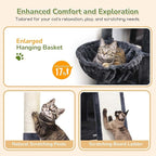 Globlazer Cat Tower for Multiple Indoor Cats, 52 inch Heavy Duty Cat Tree with 3 Condos, Plush Cat Condo with Scratching Posts and Pad for Adult Cats Kitten, Padded Perch, Basket Bed, F52B, Dark Grey