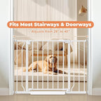 Baby Gate No Drilling, 29"-40" Auto Close Dog Gate Indoor for Doorways & Stairs, Pressure Mounted Adjustable Pet Gate, Easy Walk Through Child Gate for Children & Pets Stroller Friendly, White