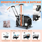 Petskd Top-Expandable Small Pet Carrier with Wheels(18" L x 13" W x 9.5" H), Southwest Airlines Approved, Rolling Pet Carrier for Small Dogs & Cats (Black)