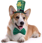 St Patricks Day Dog Costume - St. Patty's Day Doggie Headband and Green Bow Tie Kit