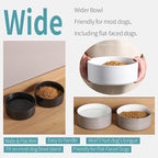 Black Elevated/Raised Dog Bowl Ceramic with Wood Stand for Medium Large Breed,Dog Food Water Dish Heavy Weighted,8 in Non Slip Modern Cute Porcelain Pet Bowl Extra Large