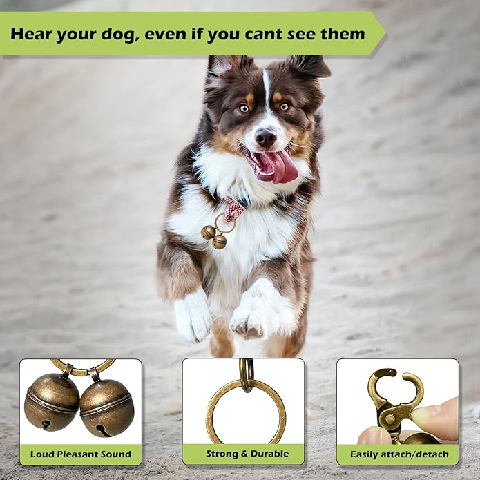 Cat & Dog Collar Bell, Pack of 2, Extra Loud Dog Bell for Pet Tracking & Saving Wildlife, Birds, Durable Iron Split Ring & Lobster Bell Clip (Nickel, 2 Pack)