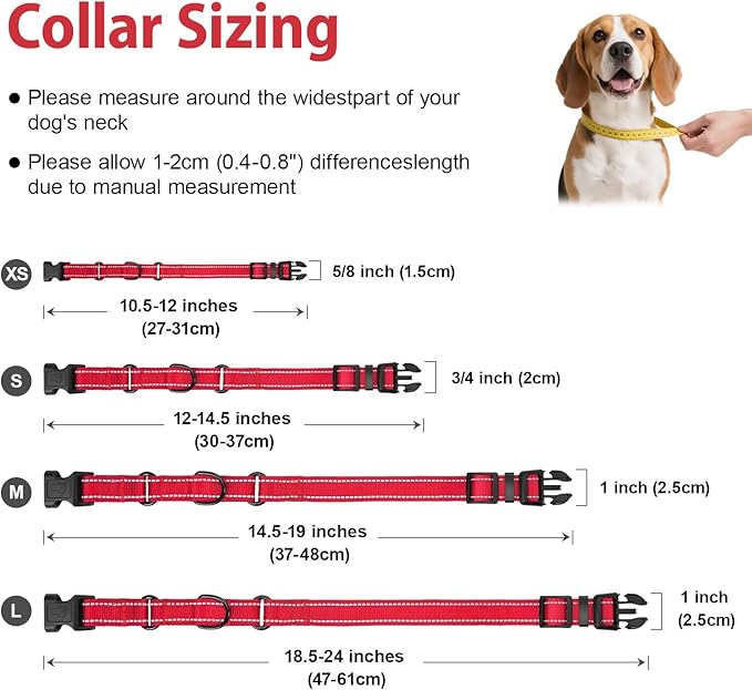 Martingale Collar for Dogs with Quick Release Buckle, Reflective Soft Padded & Escape Proof, Adjustable Nylon Dog Collars for Training & Daily Walking (Red,S)