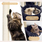 Globlazer Extra Large Cat Tree Tower, 82in Tall Heavy Duty Cat Tree for Indoor Cats Large Adult Big Cat Tower with 8 Scratching Posts, 2 Cat Condos, 2 Padded Perches, 3 Hanging Baskets, S82, Dark Gray