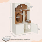 HOOBRO Cat Tree with Litter Box Enclosure, 58.7"H Hidden Cat Litter Enclosure Furniture, All-in-One Modern Cat Tree with Food Bowl, Sisal Scratching Post, and Dangling Ball, White and Walnut WH82MZ03