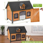 GUTINNEEN Large Dog House Outdoor & Indoor Dog Cage with All-Around Metal Frame,Waterproof Dog Kennel for Small,Medium,Large Dogs